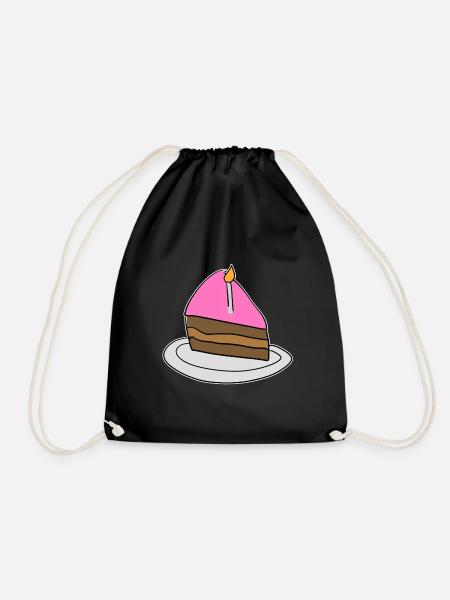 kuchen torte geburtstag symbol essen - Turnbeutel - Schwarz