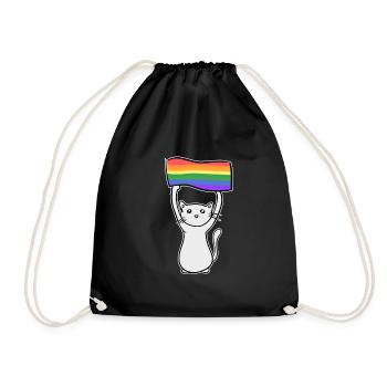 chat gris avec l’amour du drapeau lgbt - Sac de sport léger - noir - Devant