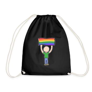 lgbt flag symbol love human rights man - Drawstring Bag - black - Front