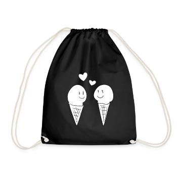 liebe eis essen valentinstag süß - Turnbeutel - Schwarz - Vorne