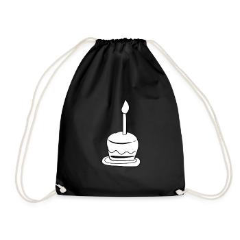 torte kuchen kerze geburtstag - Turnbeutel - Schwarz - Vorne