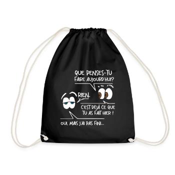 Flemme humour flemmard rigolo original rien faire - Sac de sport léger - noir - Devant