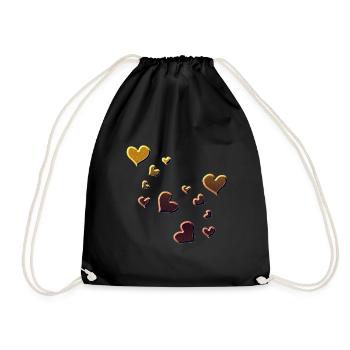 Motif Cœur Coeur Symbole rouge paillettes jaune - Sac de sport léger - noir - Devant