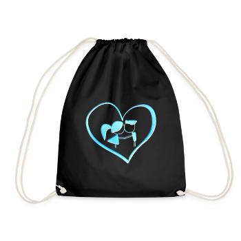 Symbol heart couple couple blue - Drawstring Bag - black - Front