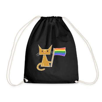 Katze Lgbt Flagge Tier Liebe - Turnbeutel - Schwarz - Vorne