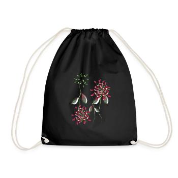flowers plant symbol shiny pattern - Drawstring Bag - black - Front