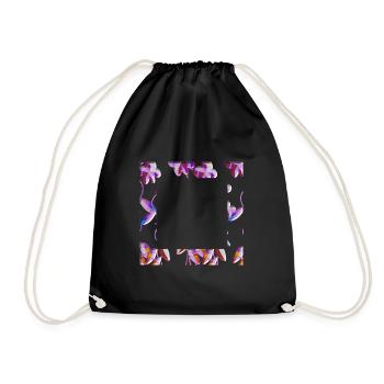 fleurs violettes paillettes cadre de plante - Sac de sport léger - noir - Devant