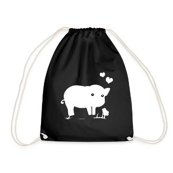 Schwein Süß rosa herzen blume - Turnbeutel - Schwarz - Vorne