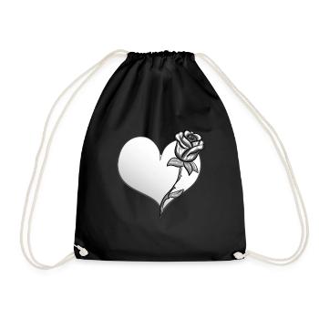rose blume herz form symbol grau - Turnbeutel - Schwarz - Vorne