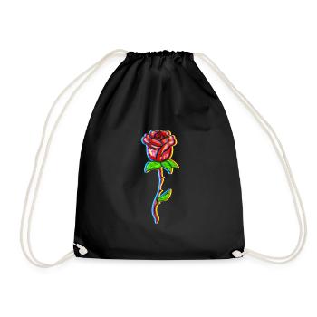 Symbole fleur en forme de plante effet rouge - Sac de sport léger - noir - Devant