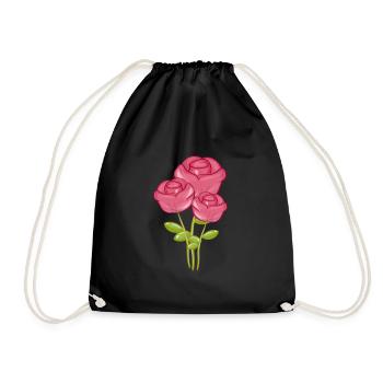 Three Pink Roses Symbol Nature - Drawstring Bag - black - Front