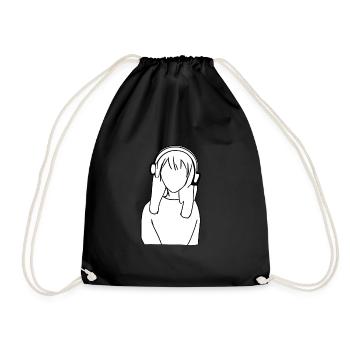 Manga Fille Casque dessin animé anime - Sac de sport léger - noir - Devant