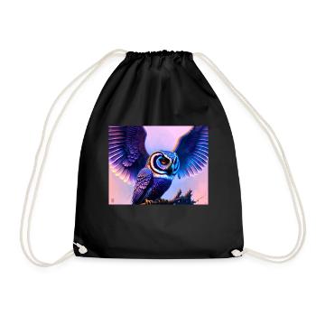 Owl - Drawstring Bag - black - Front