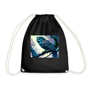 Owl - Drawstring Bag - black - Front