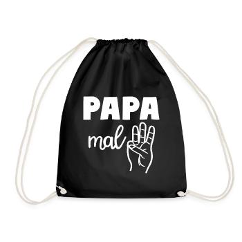 Papa mal Drei 3 Kinder Papa - Turnbeutel - Schwarz - Vorne