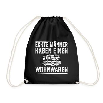 Wohnmobil Caravans Wohnwagen echte Männer - Turnbeutel - Schwarz - Vorne