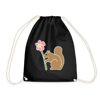 Eichhhörnchen Tiere Tier Symbol Blume - Turnbeutel - Schwarz - Vorne