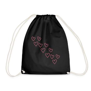 muster herzen herz symbol liebe rosa - Turnbeutel - Schwarz - Vorne