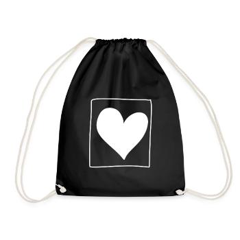 Heart Square Love Shape - Drawstring Bag - black - Front