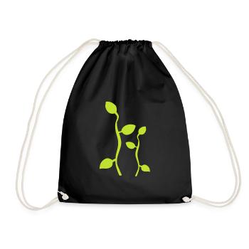 feuille, feuilles, feuilles, ligne, nature, branche, plantes, vert - Sac de sport léger - noir - Devant