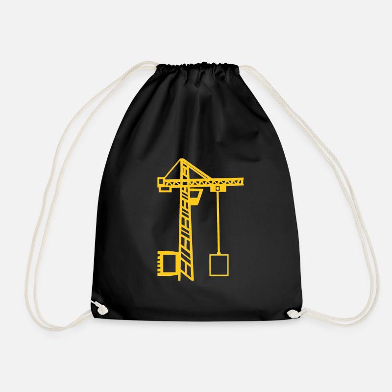 Construction crane Crane Lifting crane Construction monochrome - Drawstring Bag - black