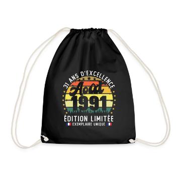 31 Ans Anniversaire Vintage Né en Août 1991 - Sac de sport léger - noir - Devant