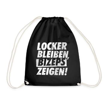 GYM, LOCKER BLEIBEN BIZEPS ZEIGEN - Turnbeutel - Schwarz - Vorne