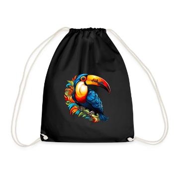 Toucan sur feuilles panachées - Sac de sport léger - noir - Devant