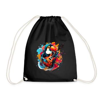 Toucan avec guitare - Sac de sport léger - noir - Devant