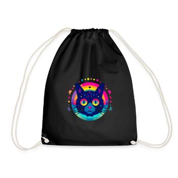 Flat Icon Cat Rainbow - Turnbeutel - Schwarz - Vorne
