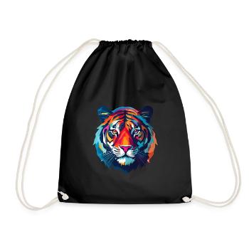 colorful tiger - Drawstring Bag - black - Front