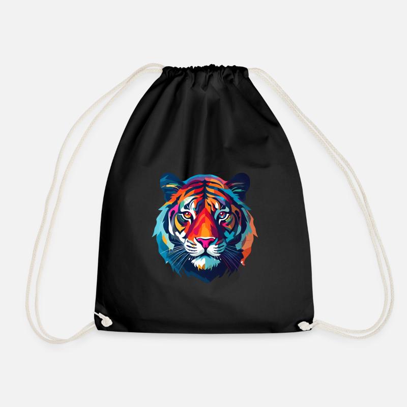 bunter Tiger - Turnbeutel - Schwarz