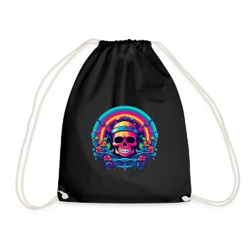 Totenkopf mit Wasser und Rosen - Turnbeutel - Schwarz - Vorne
