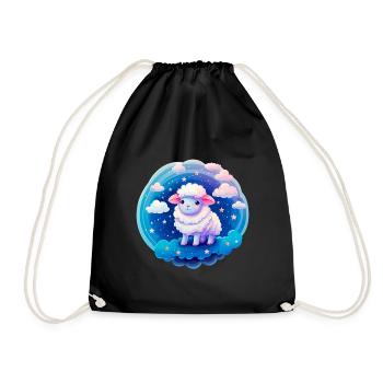 Mouton doux la nuit avec des étoiles - Sac de sport léger - noir - Devant