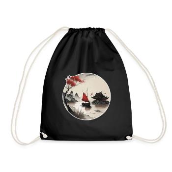 Asian landscape - Drawstring Bag - black - Front