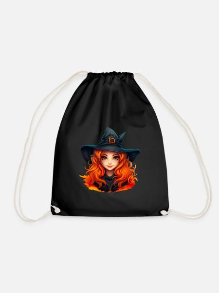 Jolie sorcière aux cheveux roux comme le feu - Sac de sport léger - noir