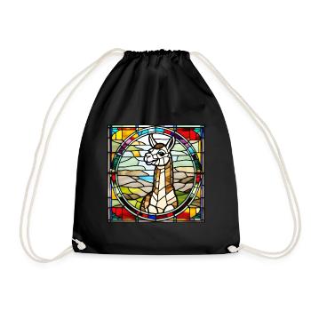 Llama in glass window design - Drawstring Bag - black - Front