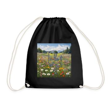Blumenwiese "Take it easy" - Turnbeutel - Schwarz - Vorne