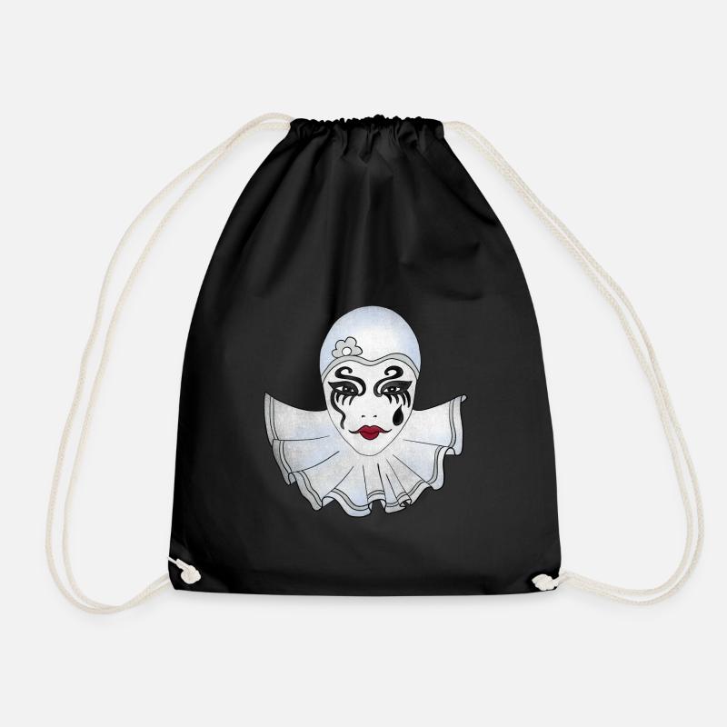 Pierrot weiß Karneval Venedig Illustration - Turnbeutel - Schwarz