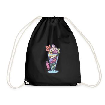 Autumnal Japanese ice parfait - Drawstring Bag - black - Front