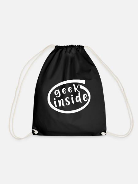 Geek inside - Drawstring Bag - black