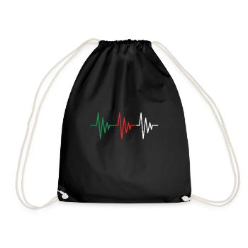 Algerien Herzschlag EKG Flagge Fahne - Turnbeutel - Schwarz - Vorne
