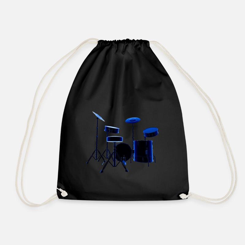 drums music - Drawstring Bag - black