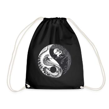 Yin Yang Japan Buddha Zen Meditation Gift - Drawstring Bag - black - Front