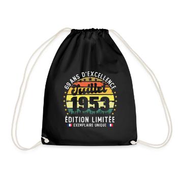 69 Ans Anniversaire Vintage Né en juillet 1953 - Sac de sport léger - noir - Devant
