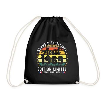 53 Ans Anniversaire Vintage Né en Août 1969 - Sac de sport léger - noir - Devant