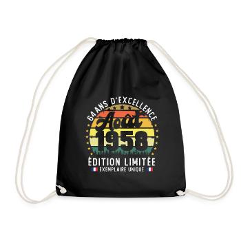 64 Ans Anniversaire Vintage Né en Août 1958 - Sac de sport léger - noir - Devant