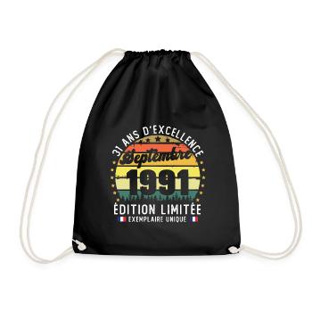 31 Ans Anniversaire Vintage Né en Septembre 1991 - Sac de sport léger - noir - Devant