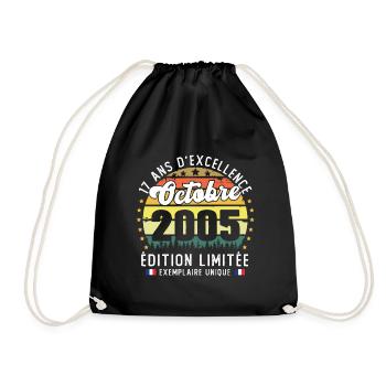 17 Ans Anniversaire Vintage Né en Octobre 2005 - Sac de sport léger - noir - Devant