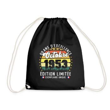 69 Ans Anniversaire Vintage Né en Octobre 1953 - Sac de sport léger - noir - Devant